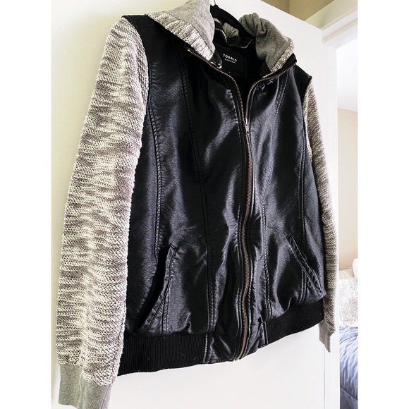 TORRID Black Hooded Leather Jacket - Picture 7 of 11